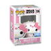 Funko POP! Sanrio: Hello Kitty Cow Cosplay (#136) by Funko features Hello Kitty in a pink and white cow costume, packaged in a pink window box decorated with Hello Kitty and cow-themed graphics.
