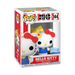 Funko POP! Sanrio: Hello Kitty with Airplane Balloon vinyl figure (#144) by Funko, featuring Hello Kitty in a blue outfit and red bow, displayed inside a red and white box with HELLO KITTY branding and images.