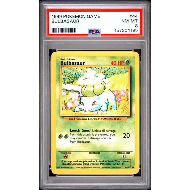 Bulbasaur #44 Base Set PSA 8 – Graded Pokémon card en