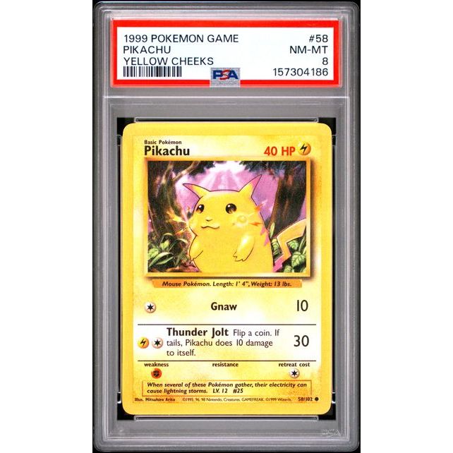 Pokémon TCG: Pikachu #58 Base Set PSA 8 graded cards en