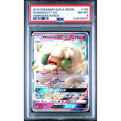 Pokémon TCG: Whimsicott GX 140 PSA 8 - Sun & Moon
