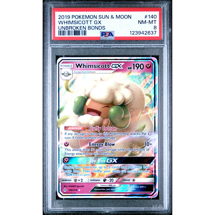 Pokémon TCG: Whimsicott GX 140 PSA 8 - Sun & Moon