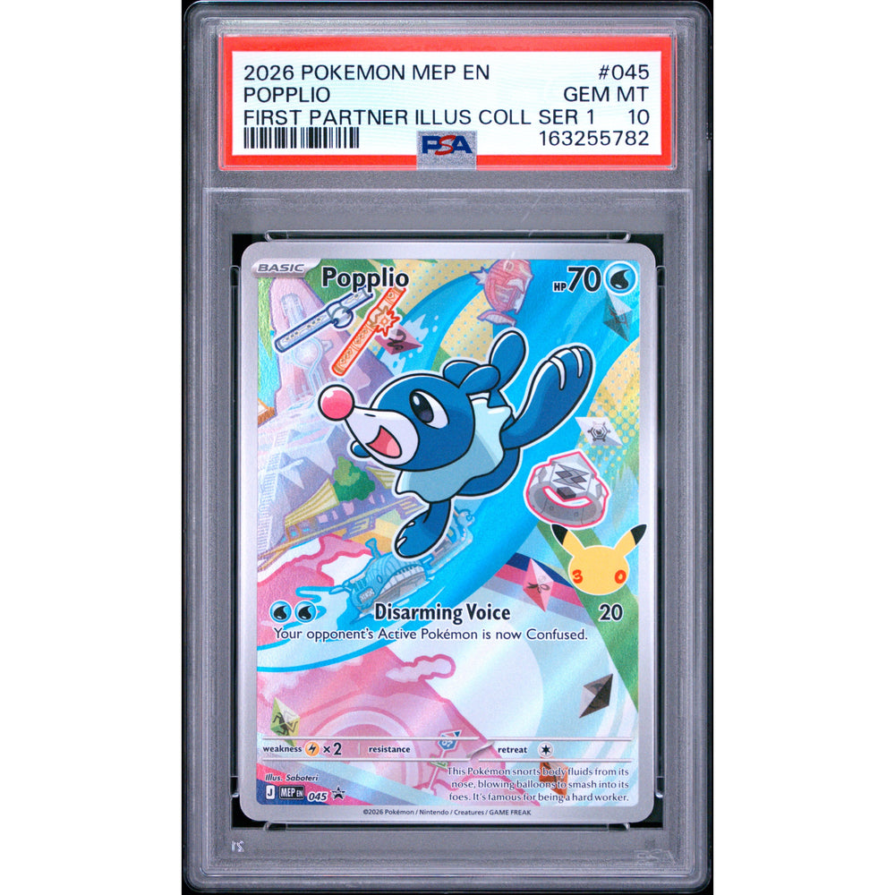 Pokémon TCG: Popplio #045 PSA 10 - Mega Evolution Black Star Promos