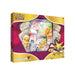 The Pokémon TCG: Alakazam V Box by The Pokémon Company includes a special Alakazam V promo card, an oversized Alakazam V card, four Pokémon TCG booster packs, and features packaging with holographic Pikachu and Alakazam artwork.