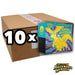 A case of Pokémon TCG: Ascended Heroes Elite Trainer Boxes from The Pokémon Company, marked with a "10x" overlay, sits next to a vibrant Ascended Heroes Elite Trainer Box featuring dynamic Mega Evolution artwork. The Ascended Heroes logo is displayed in the bottom right corner.