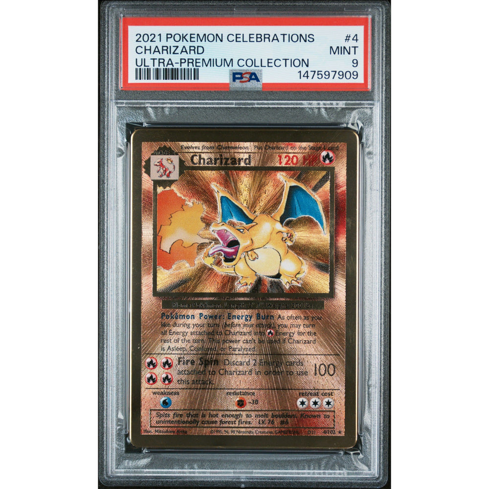 Pokémon TCG: Charizard #4 PSA 9 - Metal