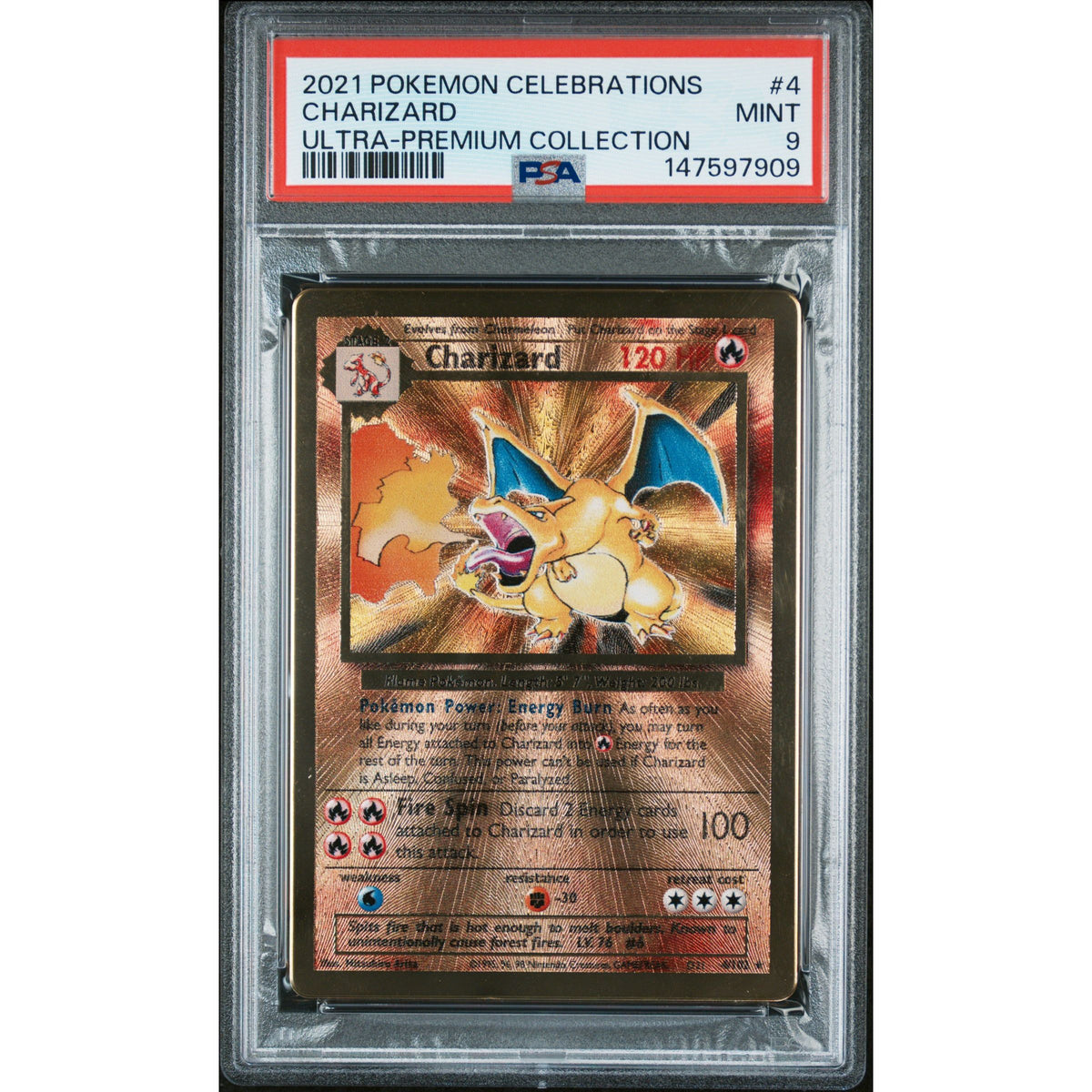 Pokémon TCG: Charizard #4 PSA 9 - Metal-147597909