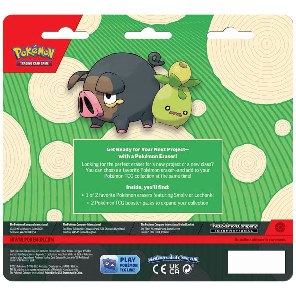 Back to School 2023 Eraser Blister Pack - Back - Lechonk