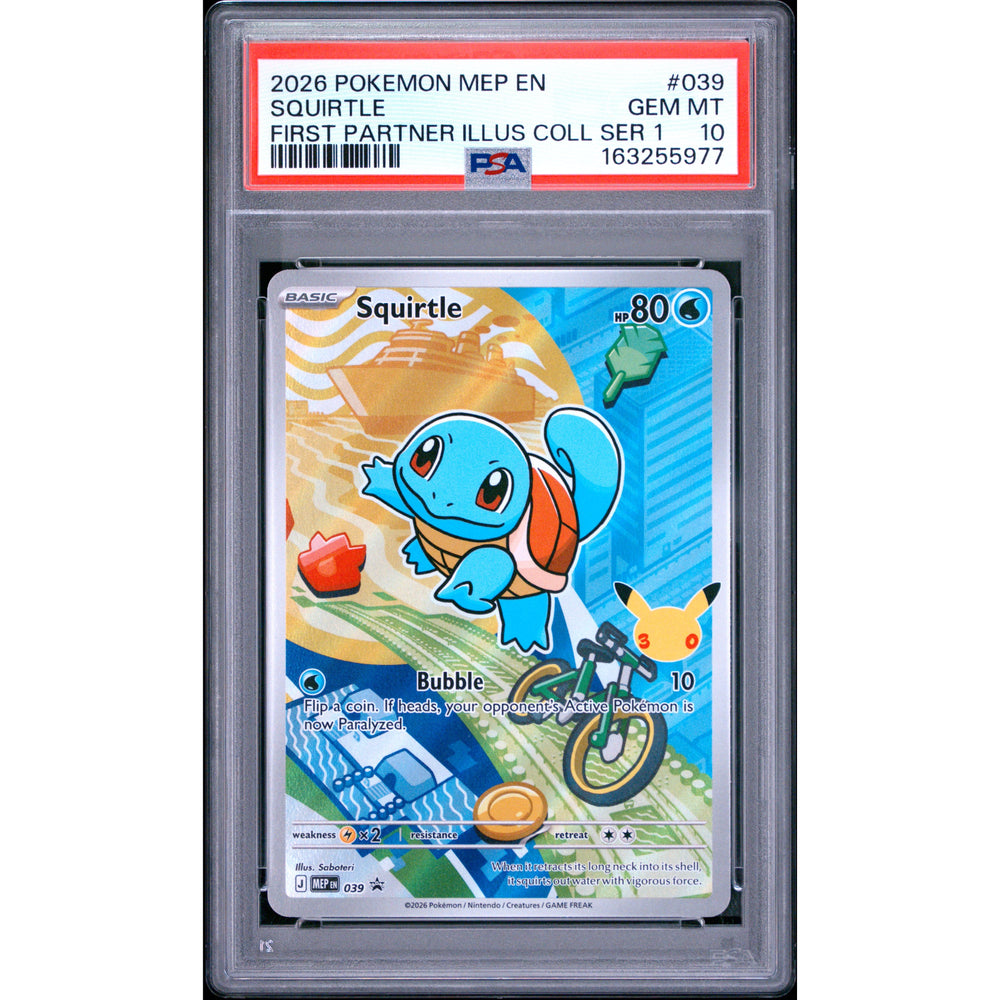 Pokémon TCG: Squirtle #039 PSA 10 - Mega Evolution Black Star promokort