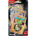 The Pokémon TCG: Chaos Rising Premium Checklane Blister Pack from The Pokémon Company features three cards—Flygon, Vibrava, and Trapinch—and includes a metal coin with a Chikorita design. This pack comes in clear plastic packaging labeled Pokémon Trading Card Game and Sun & Moon: Cosmic Eclipse.