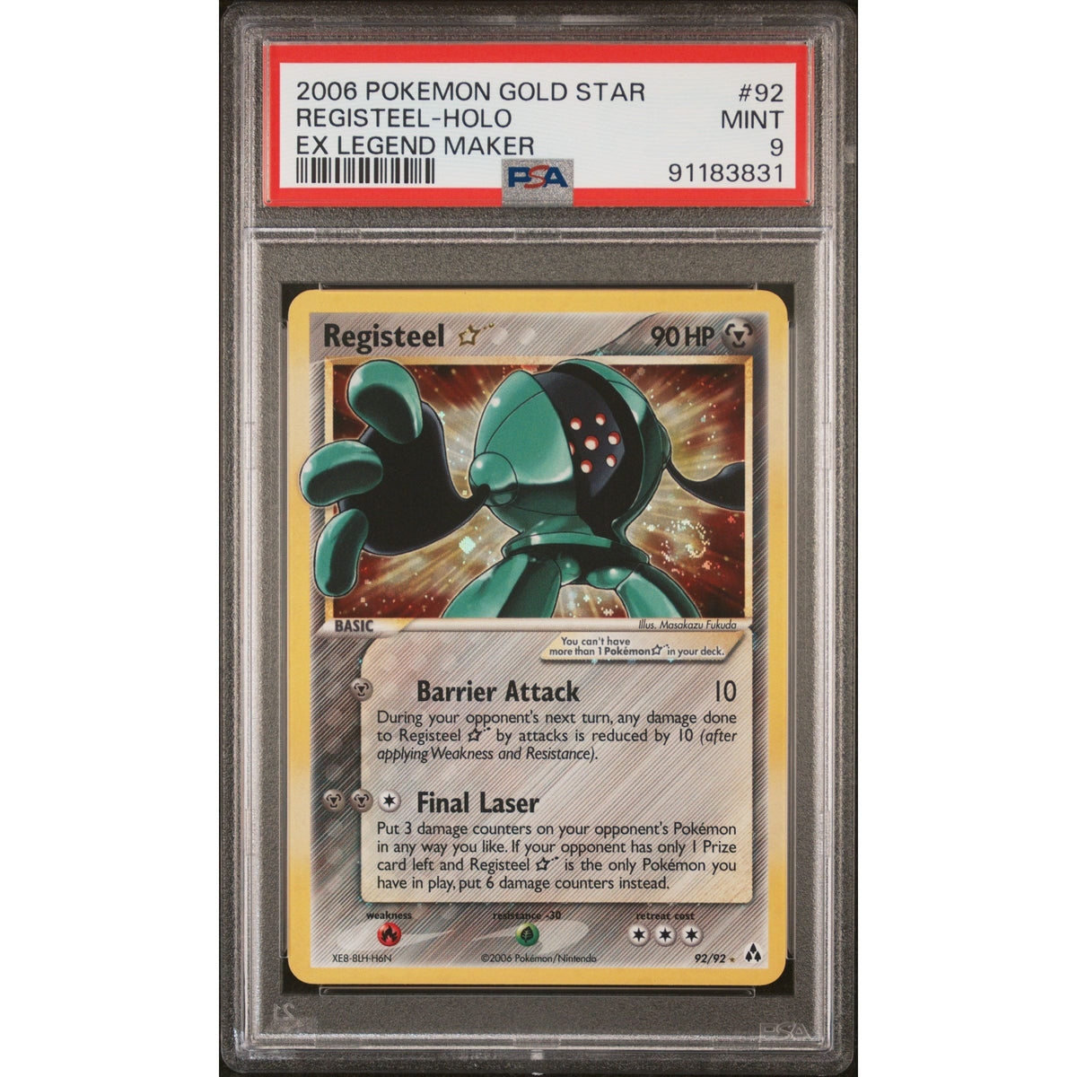 Pokémon TCG: Registeel Gold Star #92 PSA 9 Holo - Legend Maker