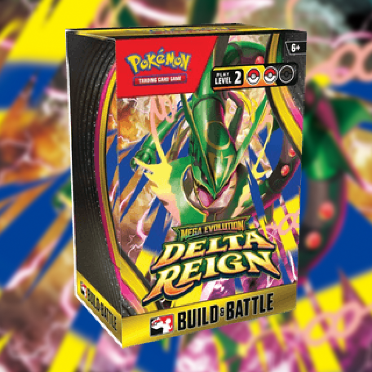 Pokémon TCG: Delta Reign Build & Battle Prerelease Event box featuring an illustration of a green dragon-like creature.