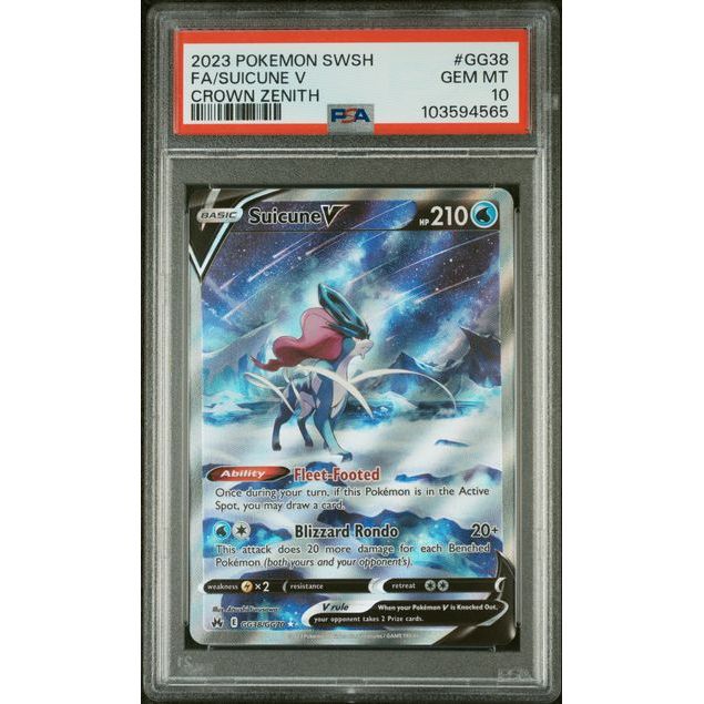 Pokémon TCG Suicune V GG38 PSA 10 Crown Zenith