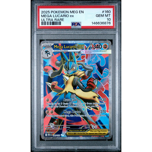 Pokémon TCG: Mega Lucario Ex #160 PSA 10 - Mega Evolution-146636876