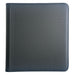 A closed, black, textured TCGPicks: Samlekortmappe [480 pockets 4X4] binder by Ml Trading with a slightly rounded spine is placed on a white surface.