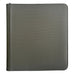 A closed, plain gray TCGPicks: Samlekortmappe [480 pockets 4X4] binder by Ml Trading with stitched edges is shown against a white background. Designed specifically for trading cards, it features a sleek front cover and can hold up to 480 cards in its 4x4 pocket layout.