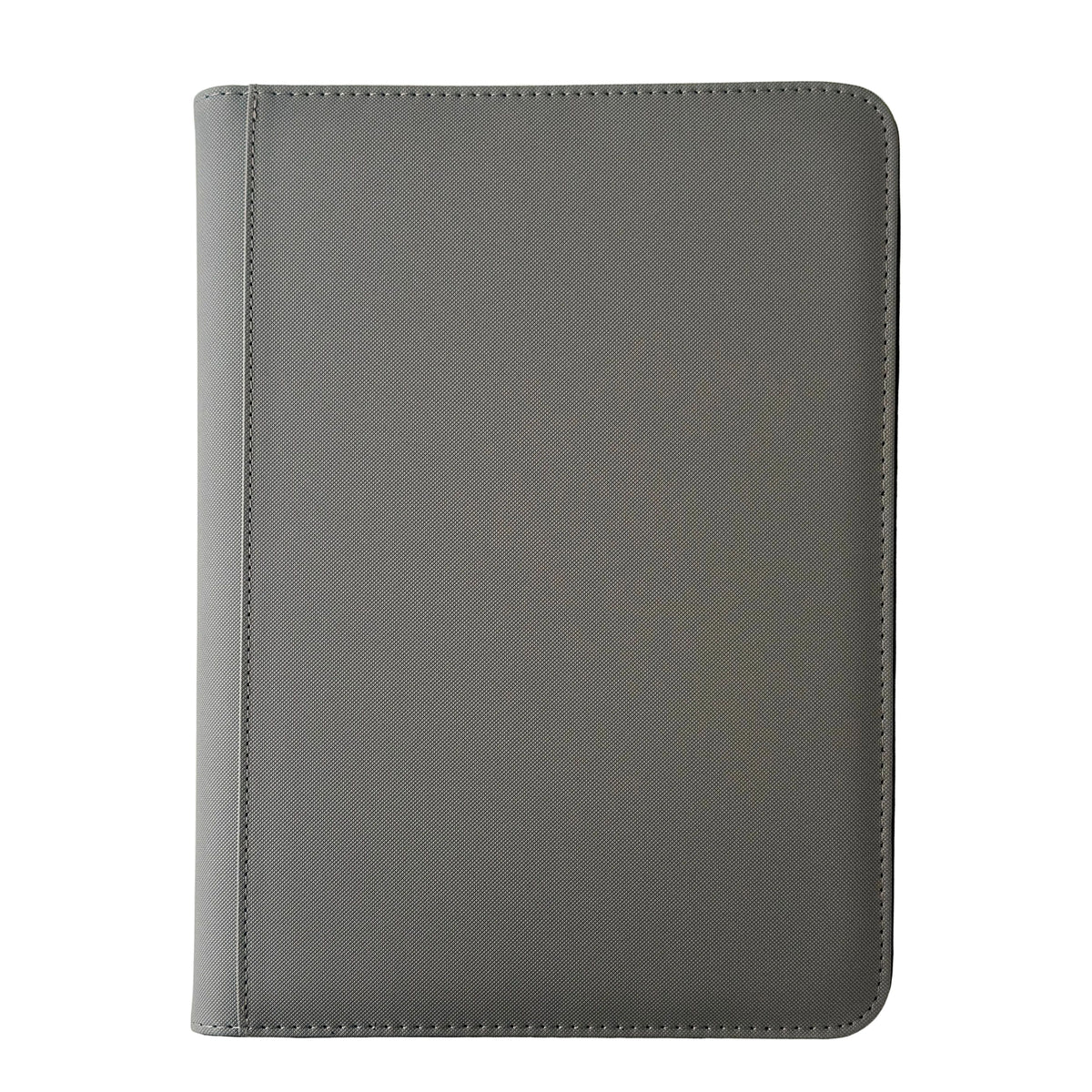 The TCGpicks: Samlekortmappe [360 pockets 3X3] by Ml Trading is a closed gray leather portfolio with 360 lommer and rounded edges, shown against a white background.