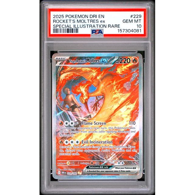 Pokémon TCG: Rocket's Moltres Ex #229 PSA 10 - Destined Rivals