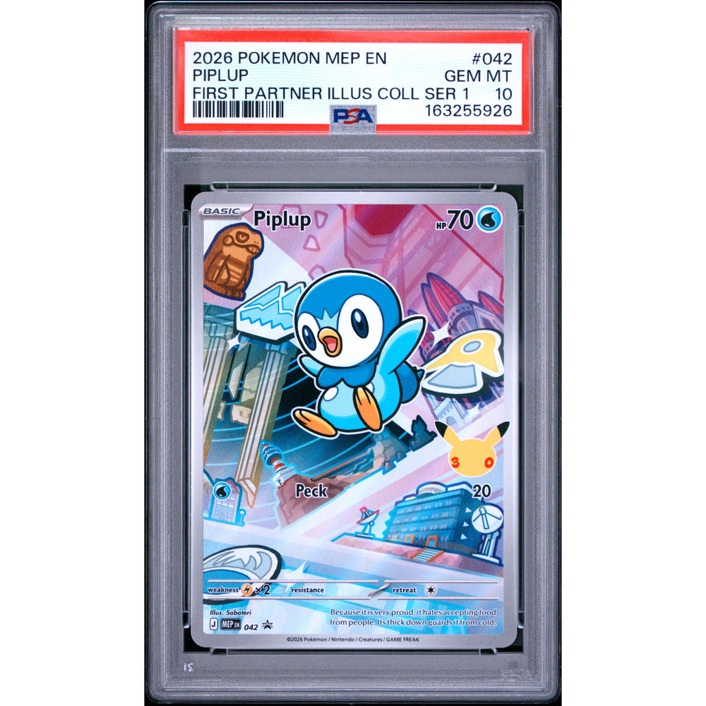 Pokémon TCG: Piplup #042 PSA 10 - Mega Evolution Black Star Promos