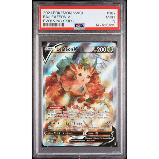 Pokémon TCG: Leafeon V #167 PSA 9 - Evolving Skies-147426499