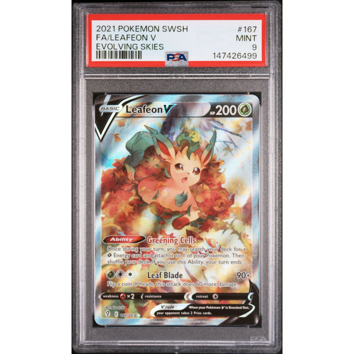 Pokémon TCG: Leafeon V #167 PSA 9 - Evolving Skies-147426499