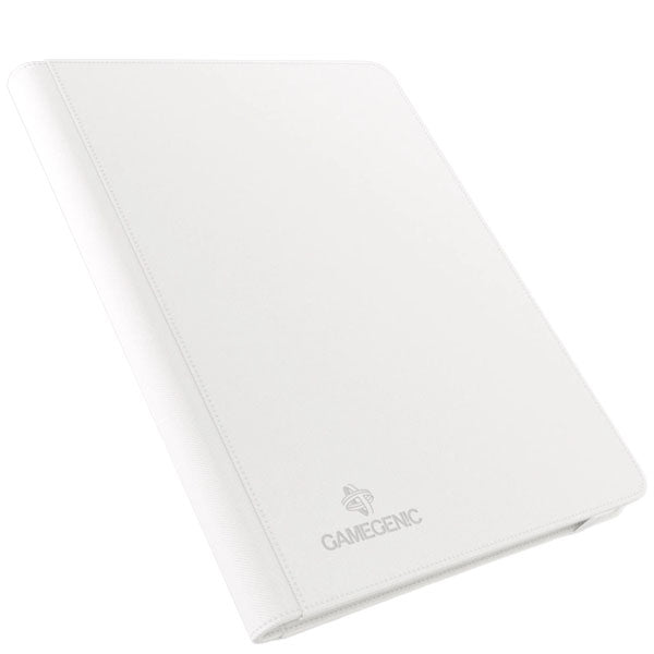 The Gamegenic: Prime Album 18-Pocket by Gamegenic is a white binder with rounded corners and an embossed logo, offering elegant trading card protection on a plain white background.