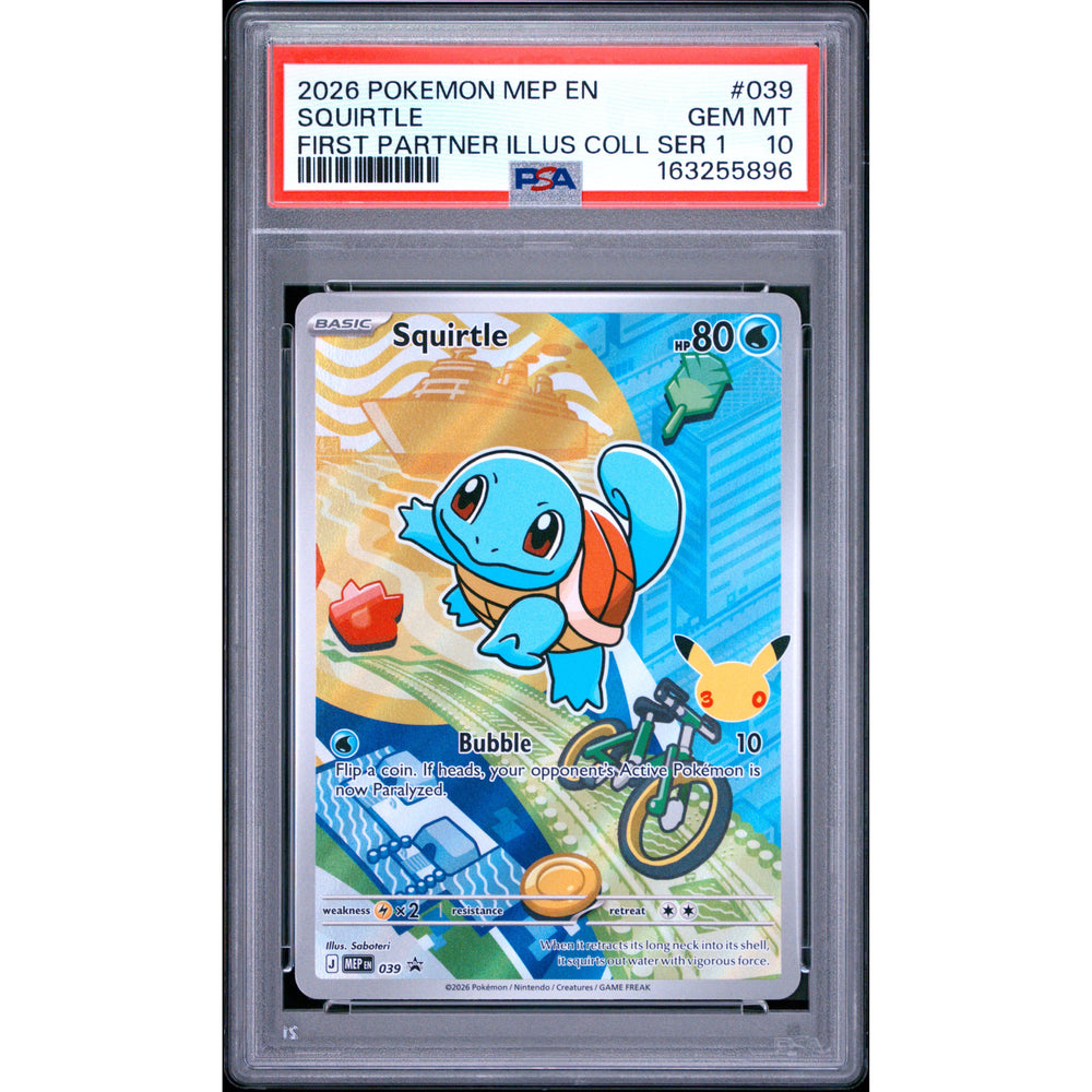 Pokémon TCG: Squirtle #039 PSA 10 - Mega Evolution Black Star Promo