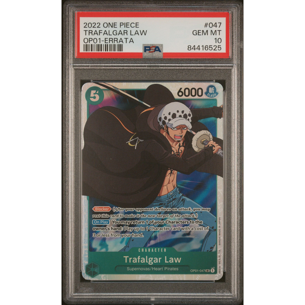 One Piece TCG: Trafalgar Law #047 PSA 10-84416525