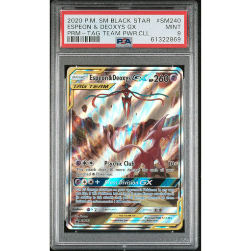 Pokémon TCG: Espeon & Deoxys GX SM240 PSA 9 - Sun & Moon Promo