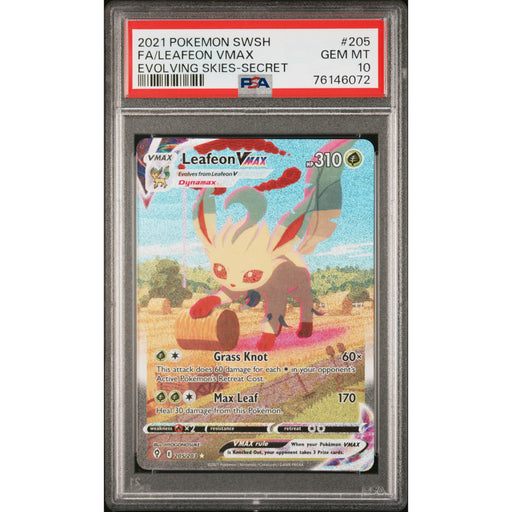 Pokémon TCG: Leafeon Vmax 205 PSA 10 - Evolving Skies