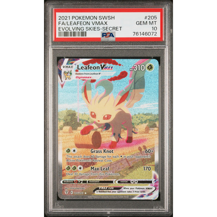 Pokémon TCG: Leafeon Vmax 205 PSA 10 - Evolving Skies