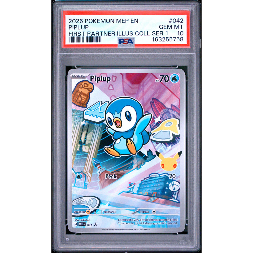 Pokémon TCG: Piplup #042 PSA 10 - Mega Evolution Black Star Promos