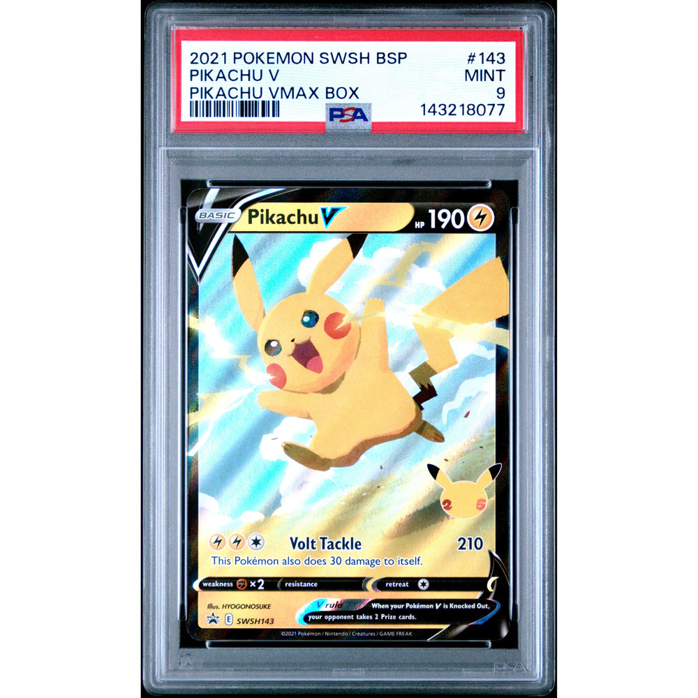 Pokémon TCG: Pikachu V #143 PSA 9 - Sword & Shield Black Star Promo