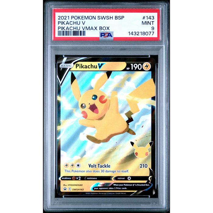 Pokémon TCG: Pikachu V #143 PSA 9 - Sword & Shield Black Star Promo-143218077