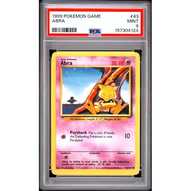Pokémon TCG: Abra #43 PSA 9 - Base