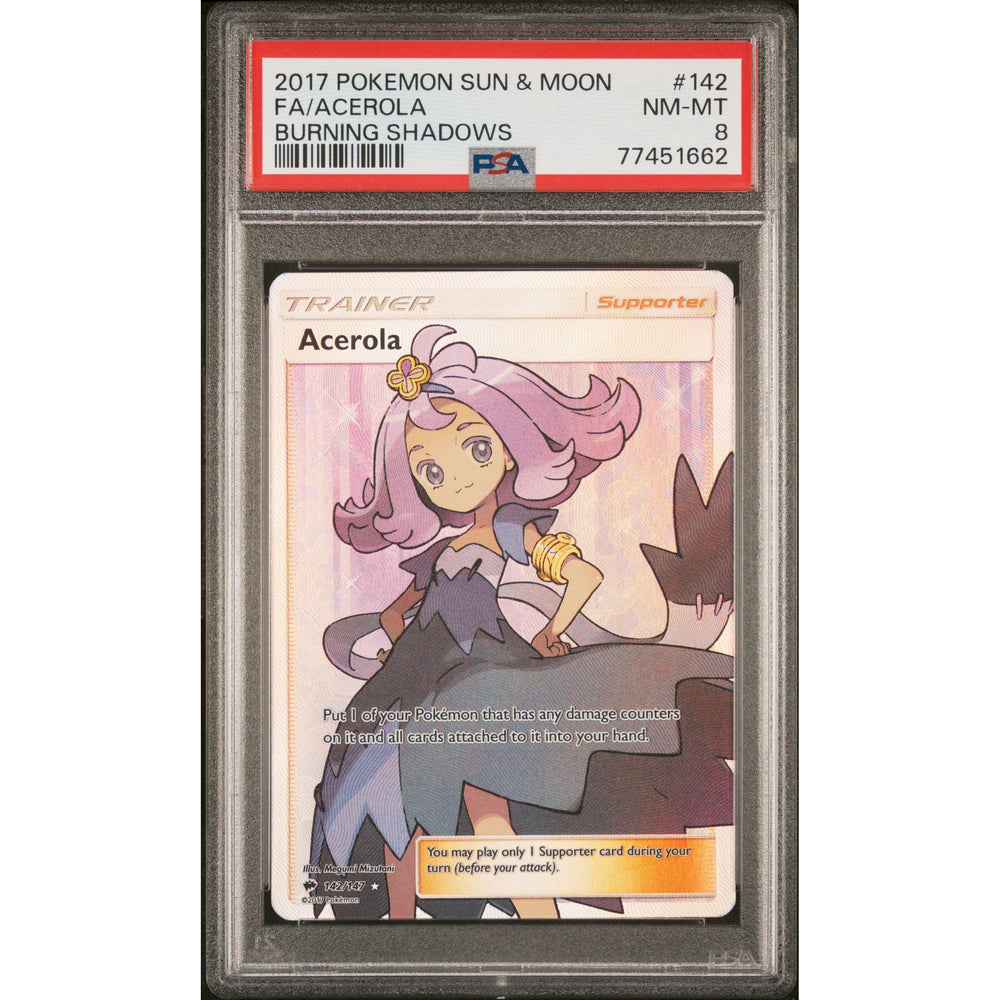 Pokémon TCG: Acerola #142 PSA 8 - Burning Shadows