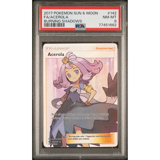 Pokémon TCG: Acerola #142 PSA 8 - Burning Shadows-77451662