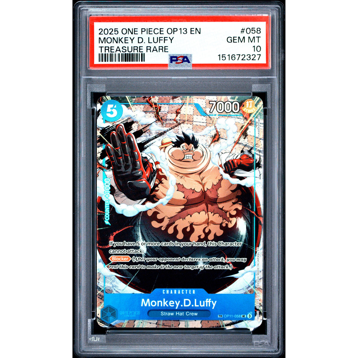 One Piece TCG: Monkey D. Luffy #058 PSA 10-151672327