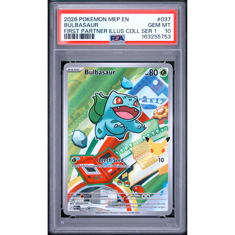 Pokémon TCG: Bulbasaur #037 PSA 10 - Mega Evolution Black Star Promo