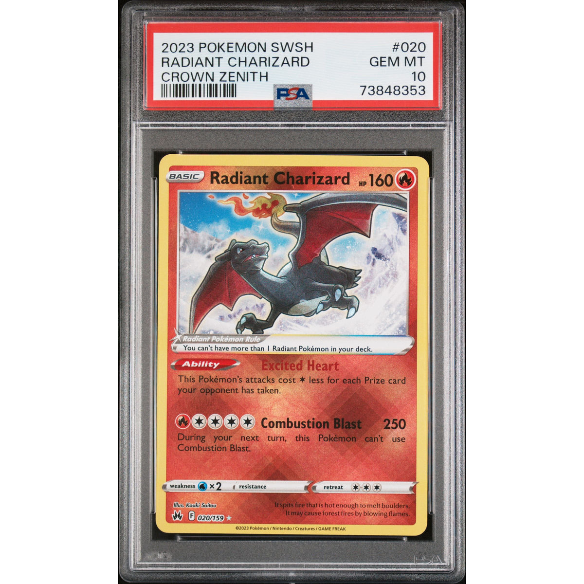 Pokémon TCG: Radiant Charizard #020 PSA 10-73848353