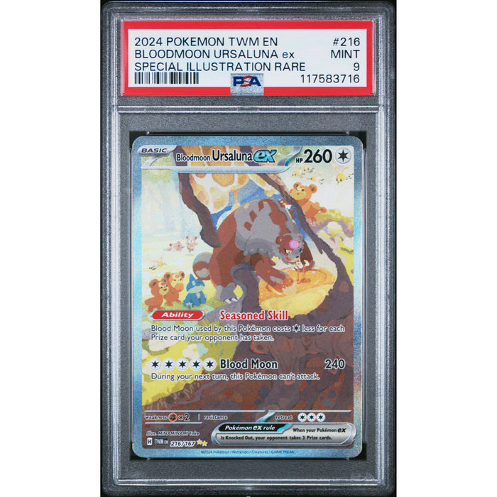 Pokémon TCG: Bloodmoon Ursaluna Ex 216 PSA 9 - Twilight Masquerade