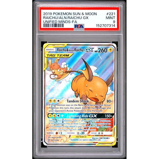 Pokémon TCG: Raichu/Aln.Raichu Gx #221 PSA 9-152707314