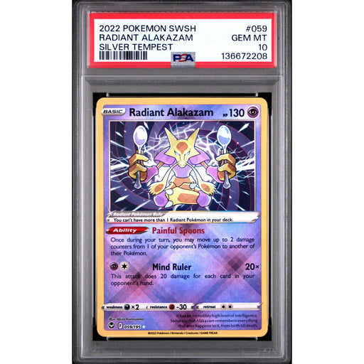 Pokémon TCG: Radiant Alakazam #059 PSA 10 - Silver Tempest