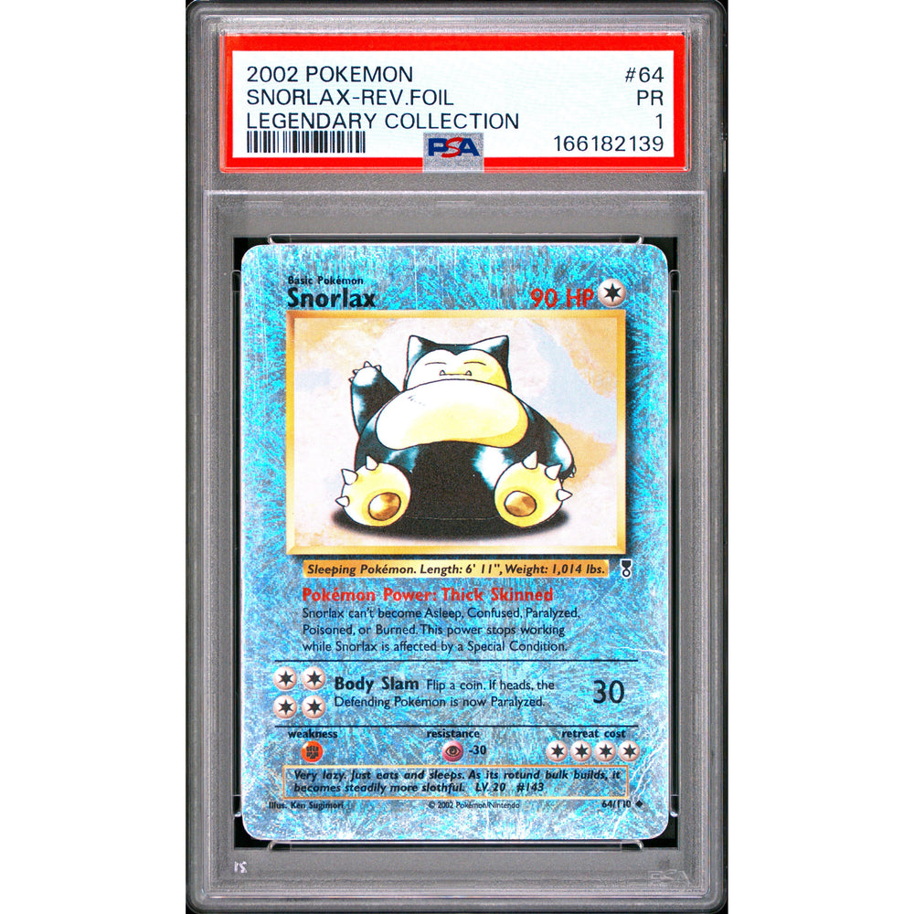Pokémon TCG: Snorlax Reverse Holo #64 PSA 1 - Legendary Collection