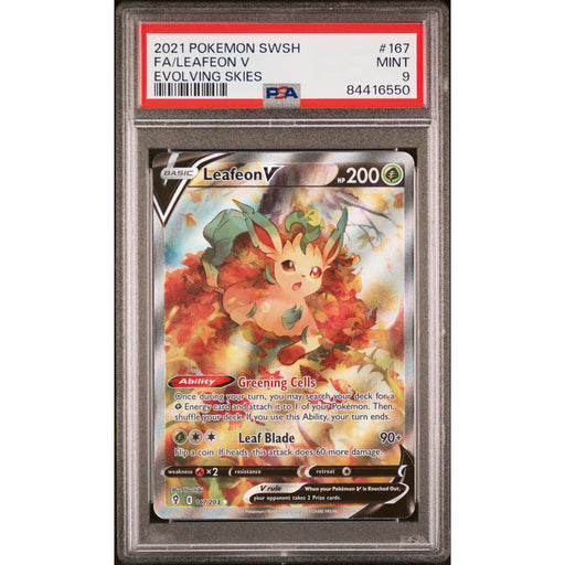 Pokémon TCG: Leafeon V 167 PSA 9 - Evolving Skies