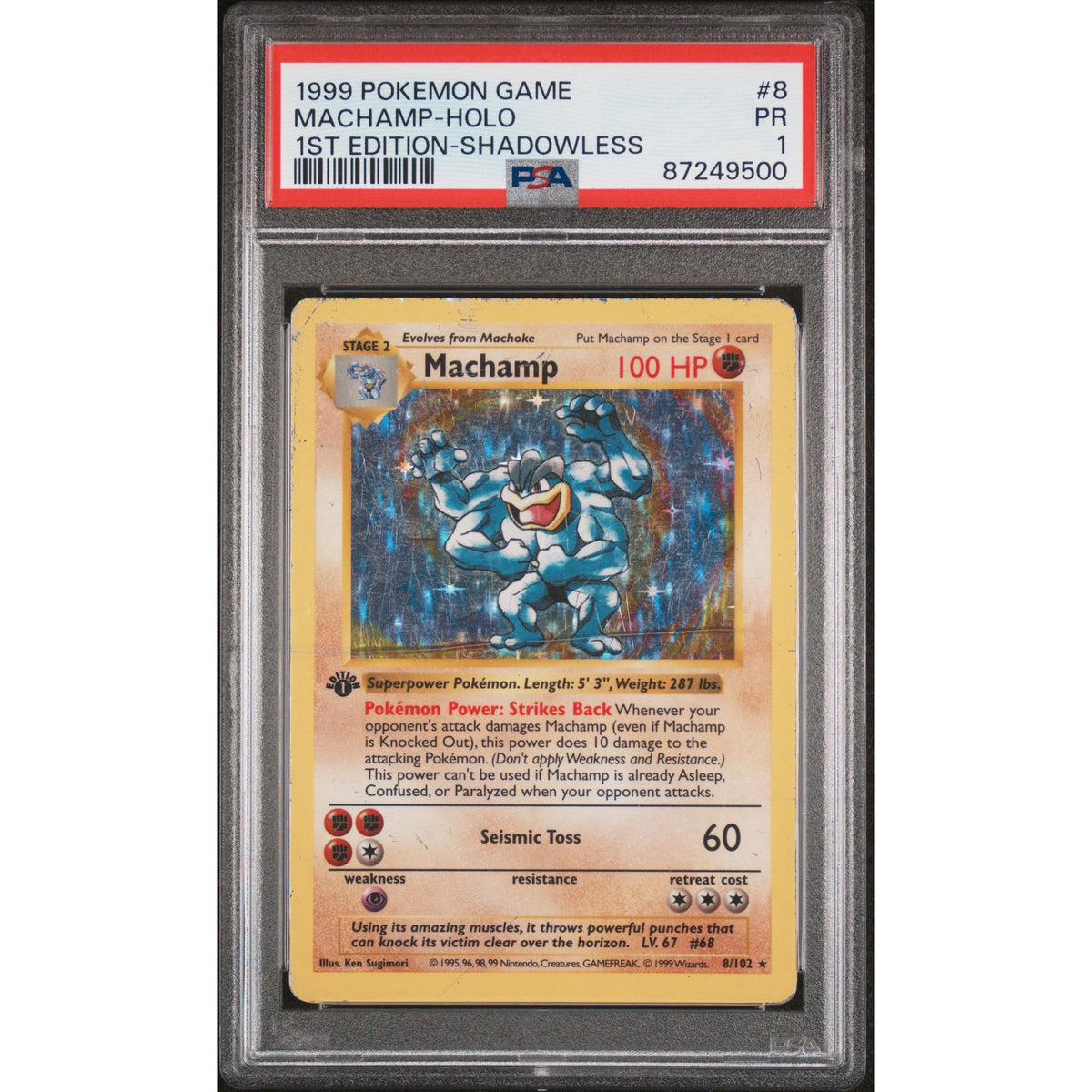 Pokémon TCG: Machamp Holo #8 PSA 1-87249500
