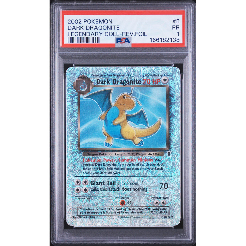 Pokémon TCG: Dark Dragonite Reverse Holo #5 PSA 1 - Legendary Collection
