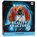 Wizards of the Coast presents the Magic: The Gathering – Reality Fracture Pre-release (September 27th, 11:00 at Field’s), featuring a hooded figure in a blue and white cloak with glowing hands set against a vibrant swirling background. The prerelease kit is recommended for ages 13+, as noted in the top right corner.