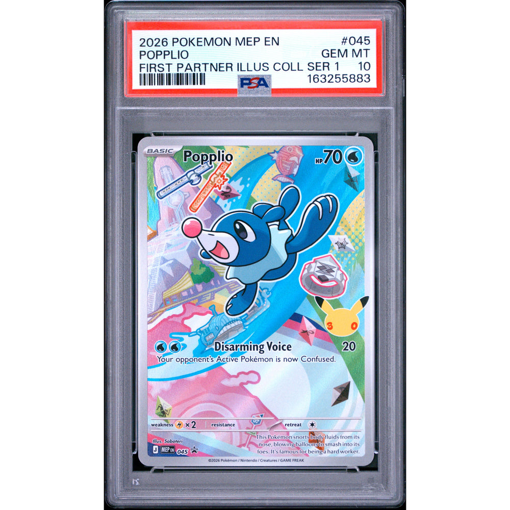 Pokémon TCG: Popplio #045 PSA 10 - Mega Evolution Black Star Promos