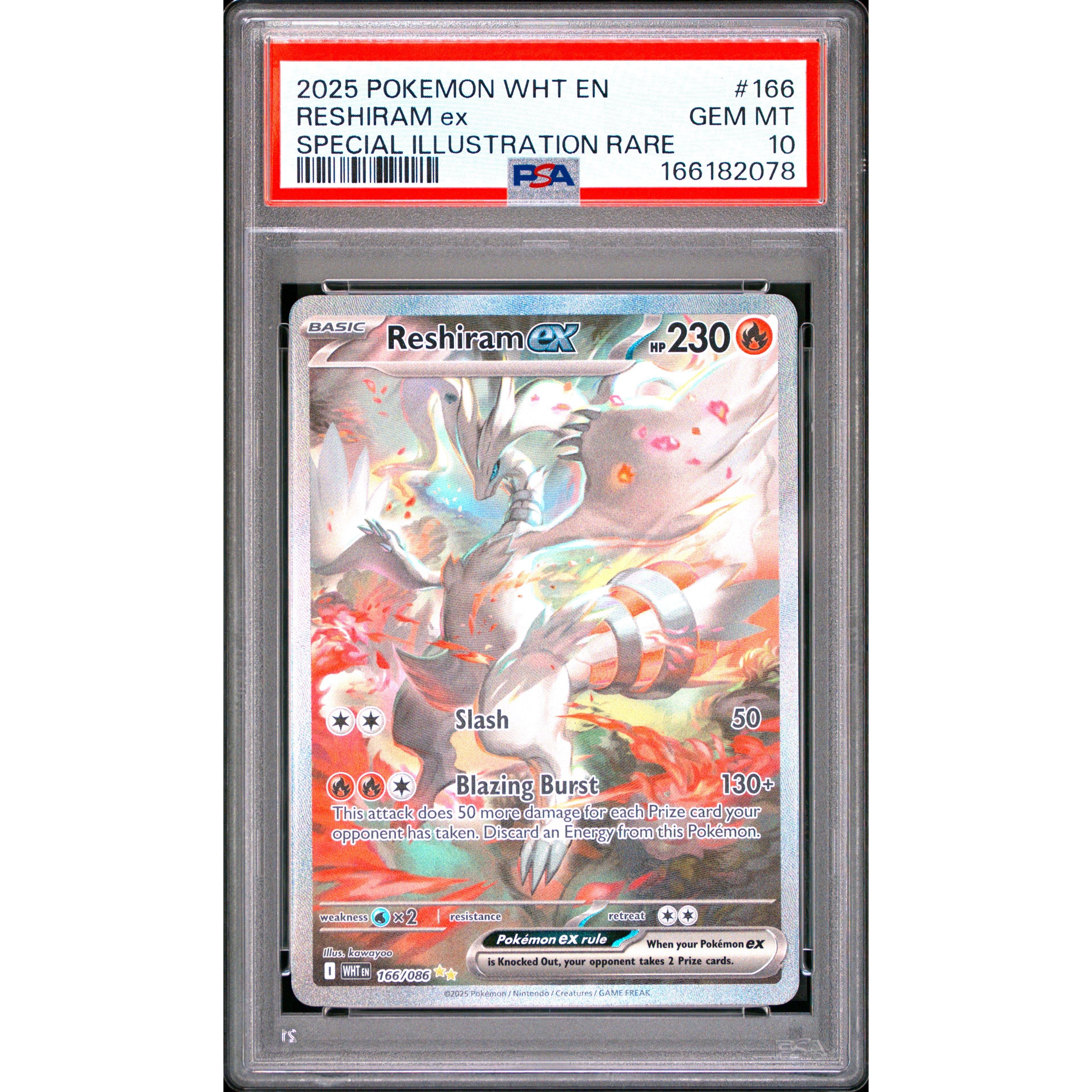 Reshiram ex 166/086 PSA 10 – SIR White Flare Pokémon card | Rogerz.dk